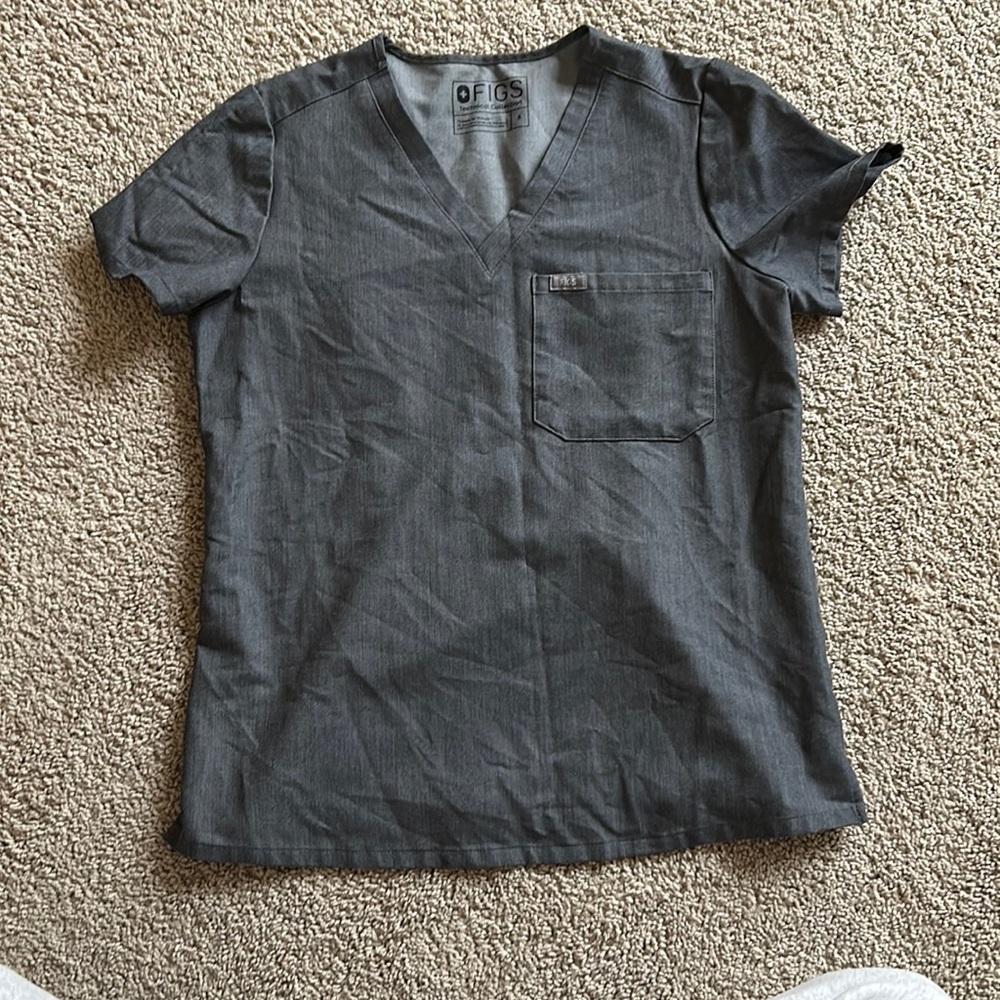 Figs Gray Small Scrub Top